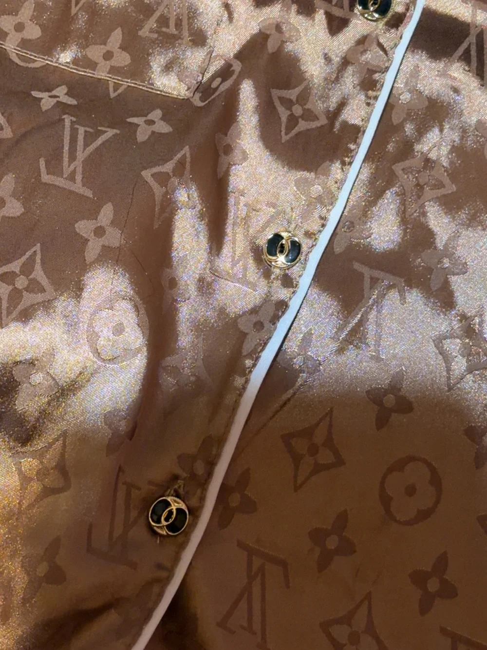 NWT Louis Vuitton Brown Satin Women Pajama Set